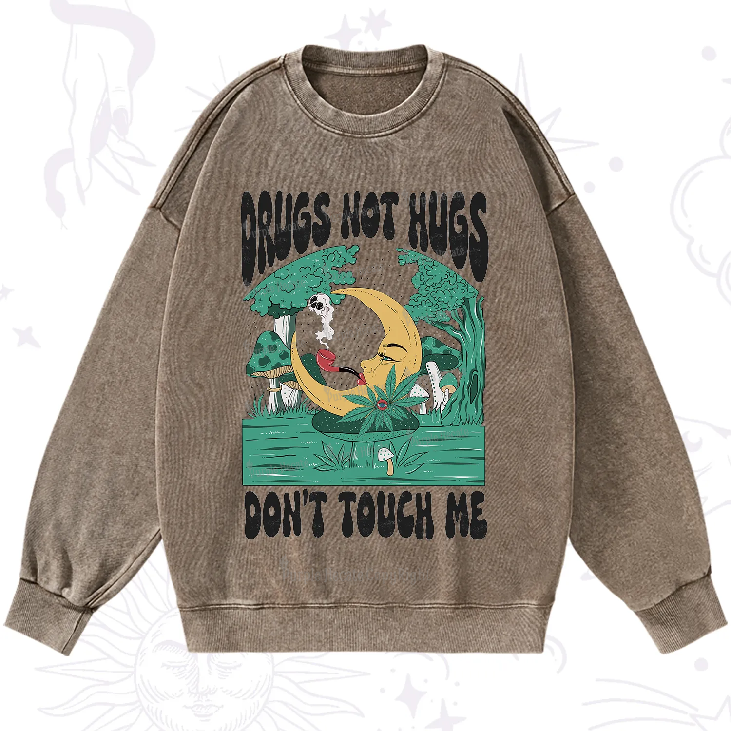 Purplehecate Drugs Not Hugs Don't Touch Me Washed Sweatshirt