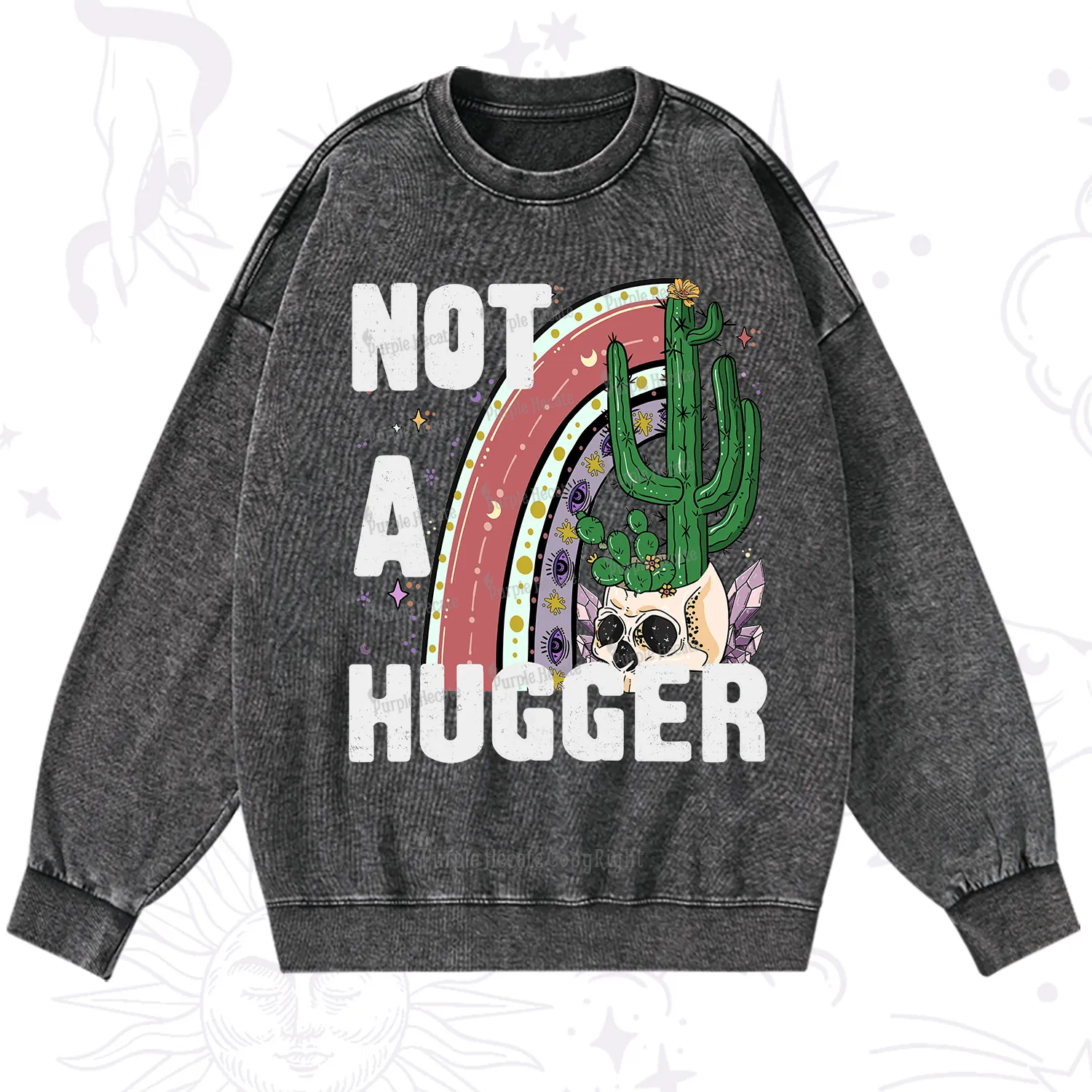 Purplehecate Not A Hugger Washed Sweatshirt
