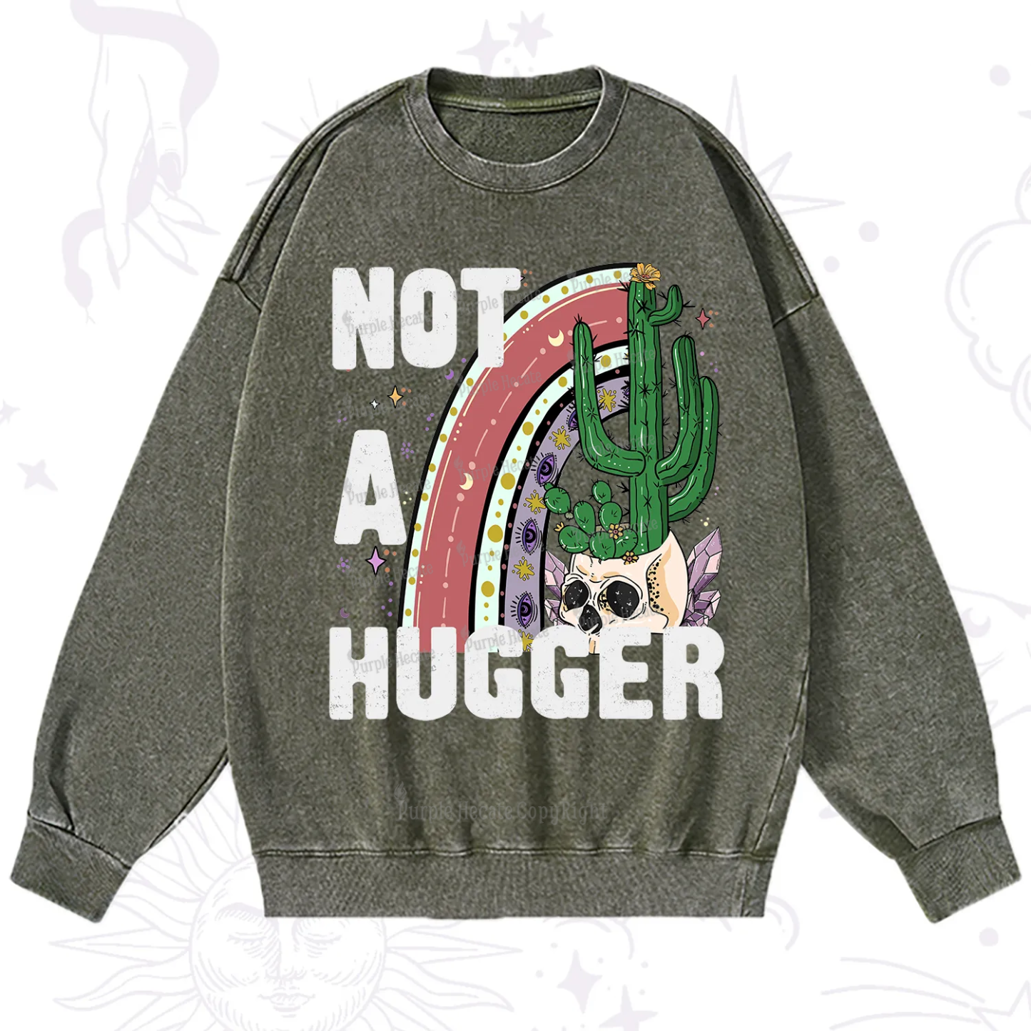 Purplehecate Not A Hugger Washed Sweatshirt