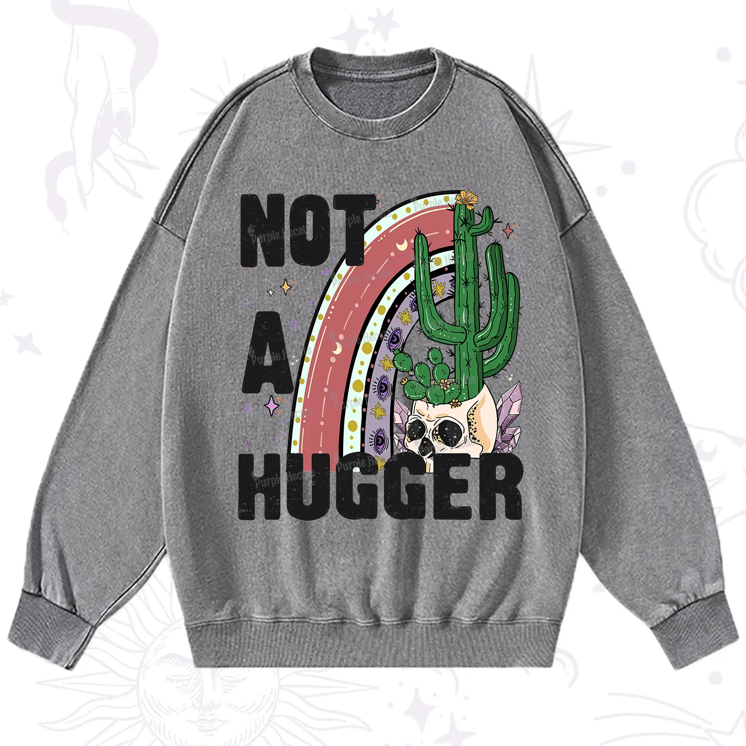 Purplehecate Not A Hugger Washed Sweatshirt