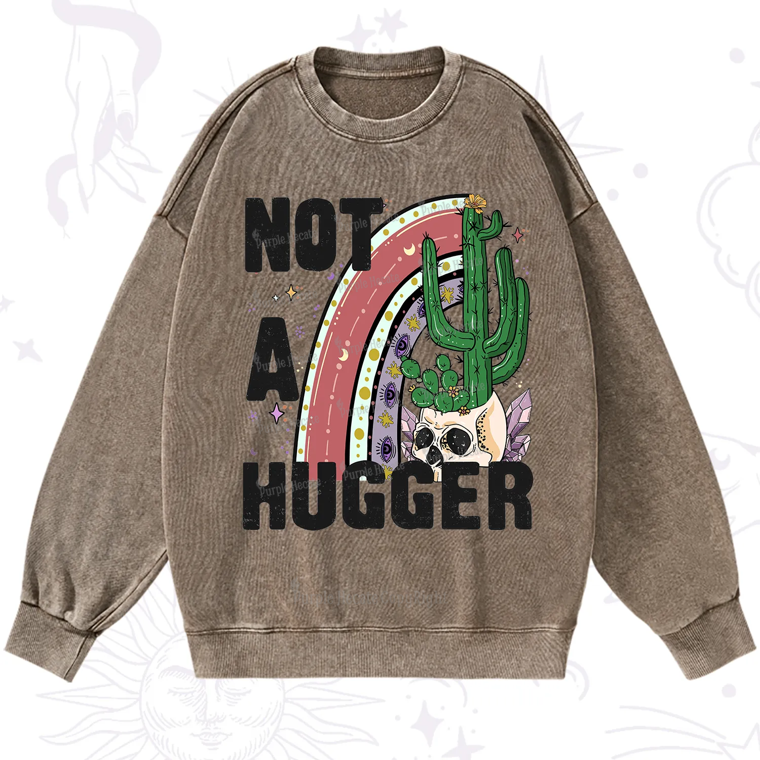 Purplehecate Not A Hugger Washed Sweatshirt