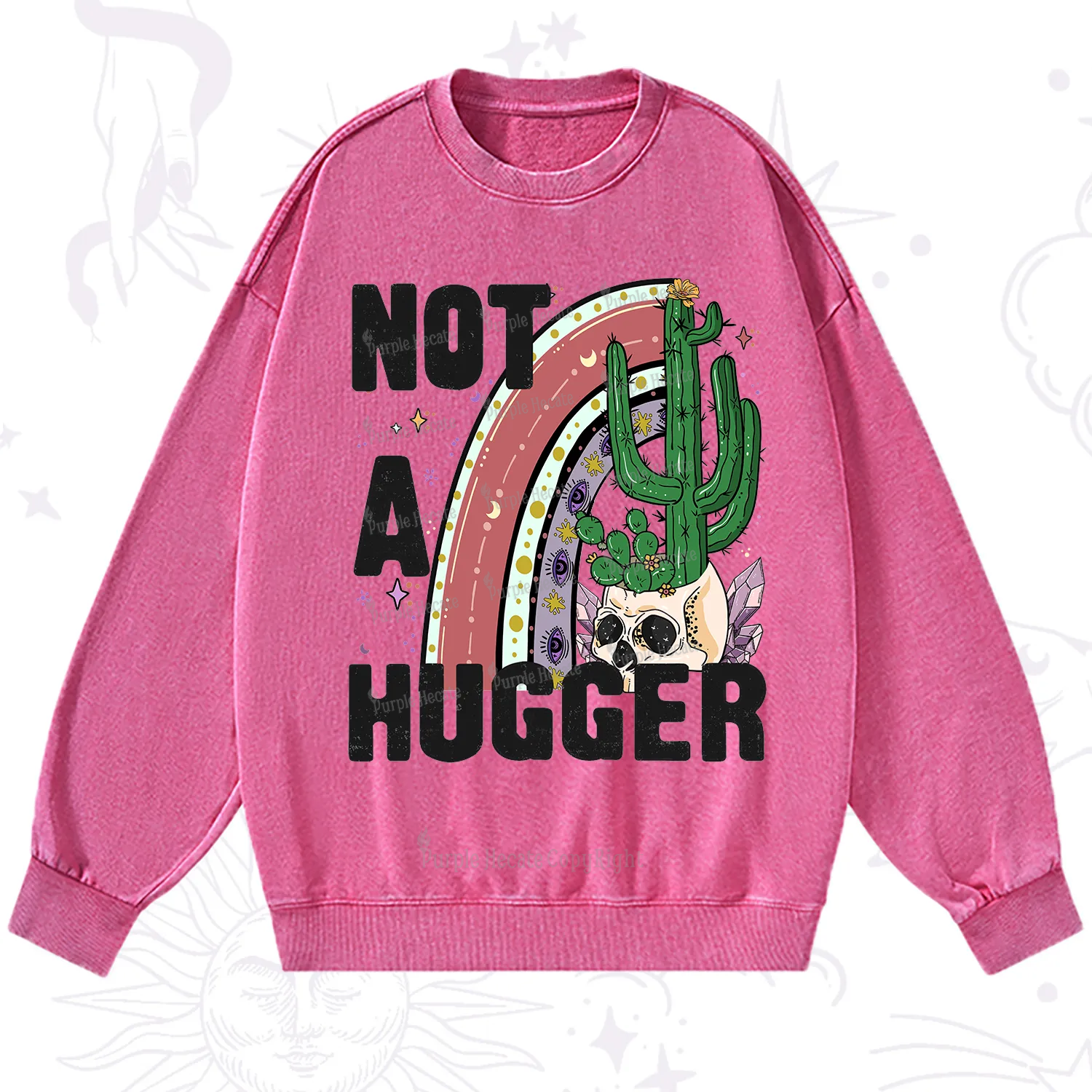 Purplehecate Not A Hugger Washed Sweatshirt