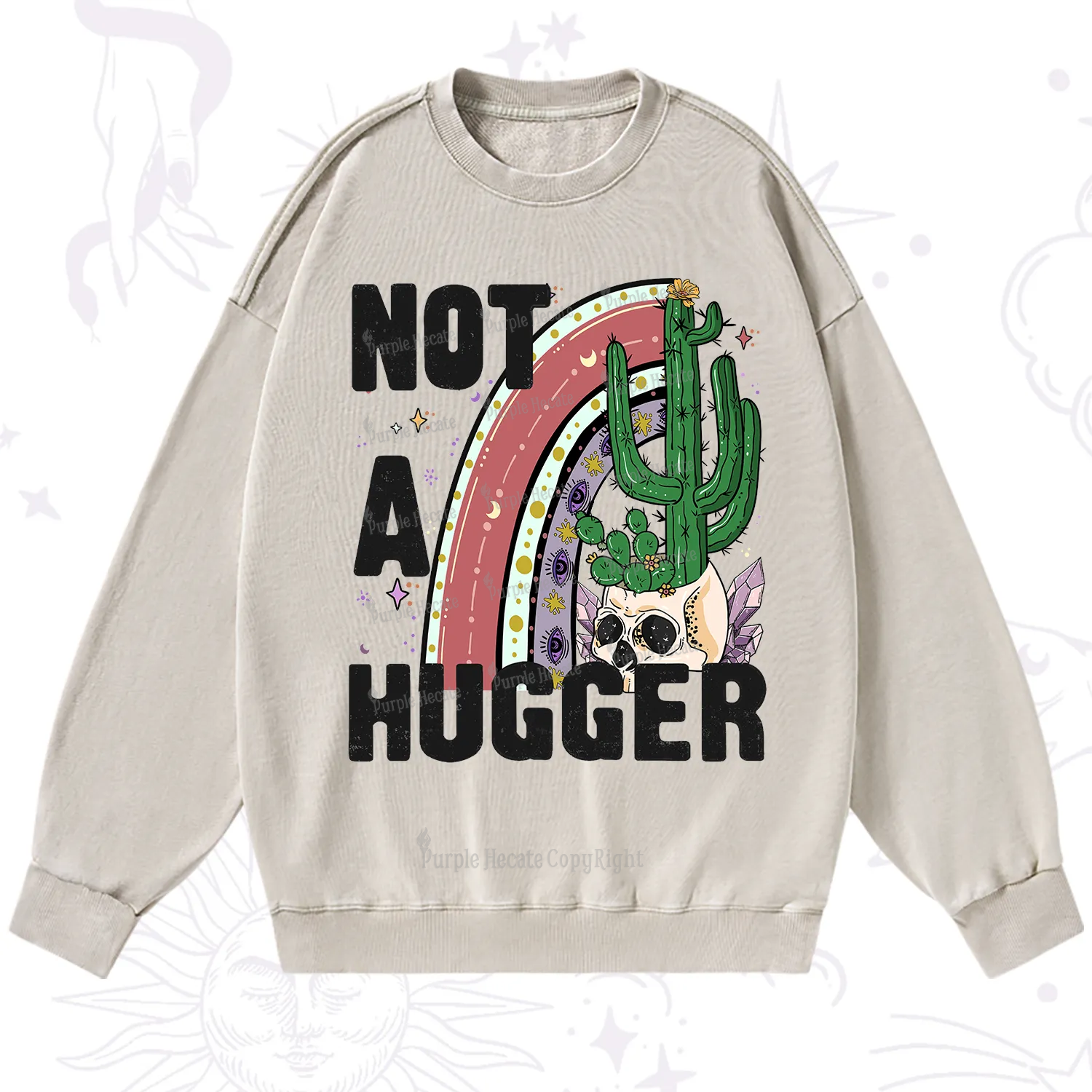 Purplehecate Not A Hugger Washed Sweatshirt
