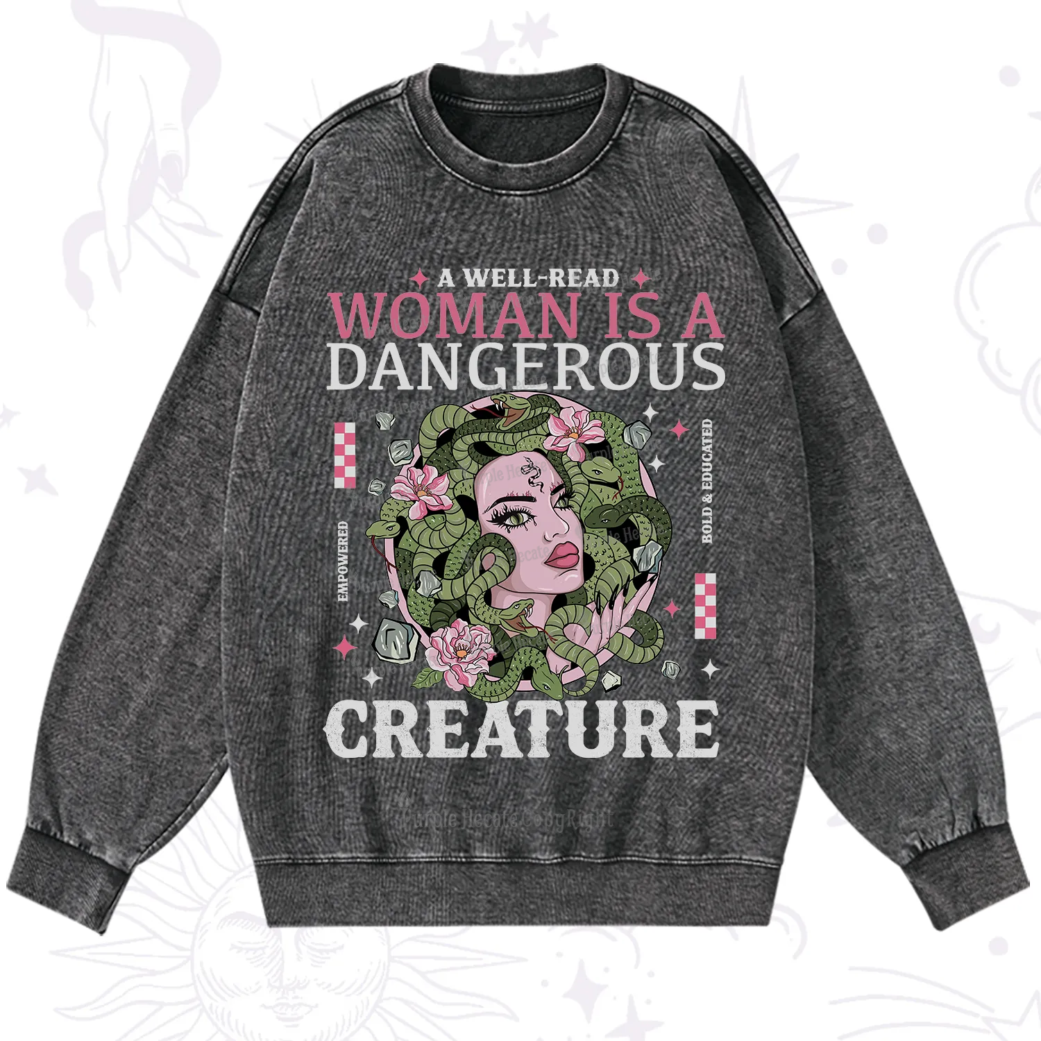 Purplehecate A Well Read Woman Is A Dangerous Washed Sweatshirt