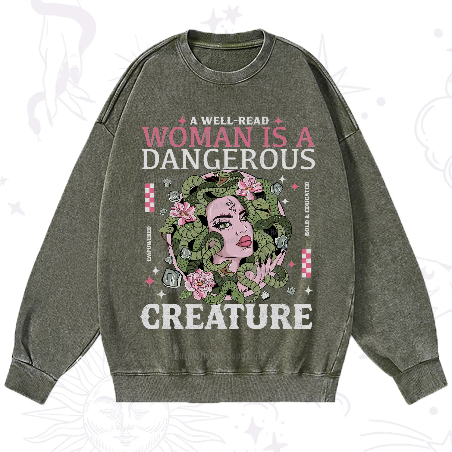 Purplehecate A Well Read Woman Is A Dangerous Washed Sweatshirt