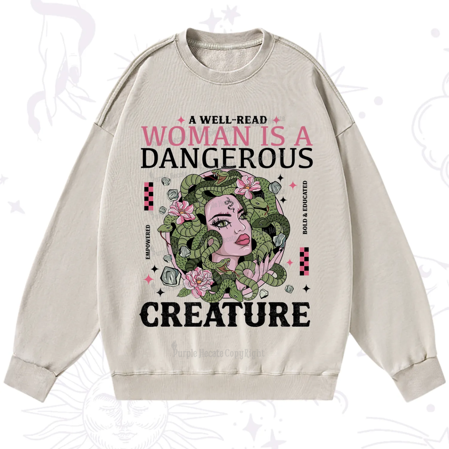 Purplehecate A Well Read Woman Is A Dangerous Washed Sweatshirt