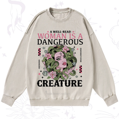 Purplehecate A Well Read Woman Is A Dangerous Washed Sweatshirt