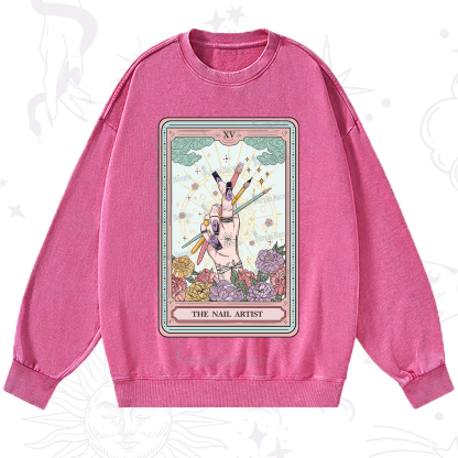 Purplehecate The Enchanted Nail Artist Tarot Card Washed Sweatshirt
