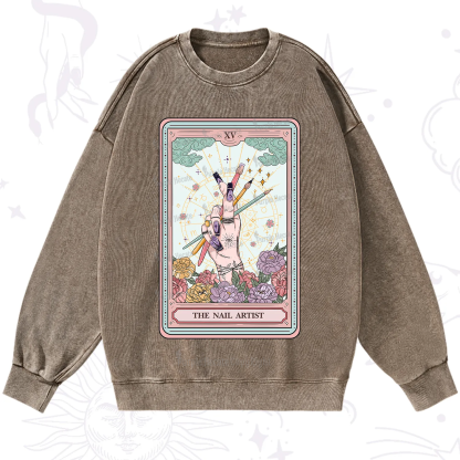 Purplehecate The Enchanted Nail Artist Tarot Card Washed Sweatshirt