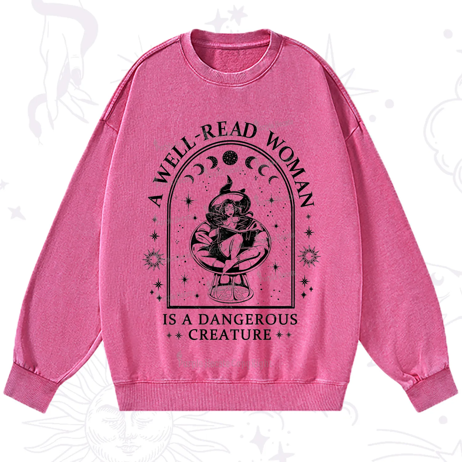Purplehecate A Well Read Woman Bookish Washed Sweatshirt