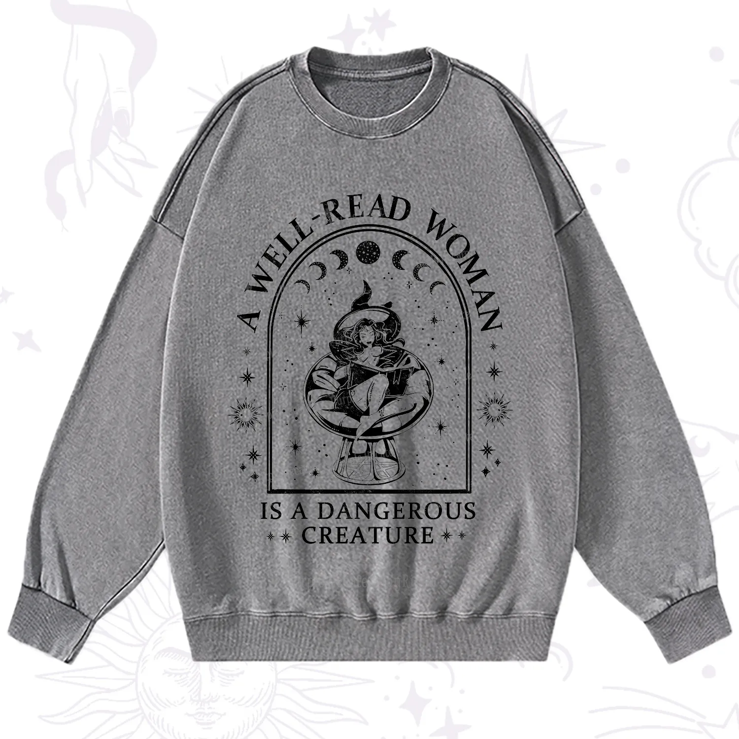Purplehecate A Well Read Woman Bookish Washed Sweatshirt