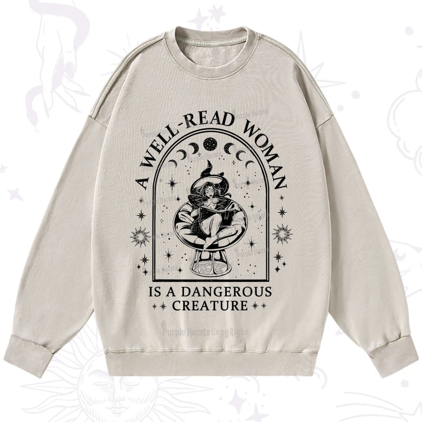 Purplehecate A Well Read Woman Bookish Washed Sweatshirt