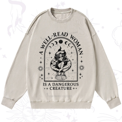 Purplehecate A Well Read Woman Bookish Washed Sweatshirt