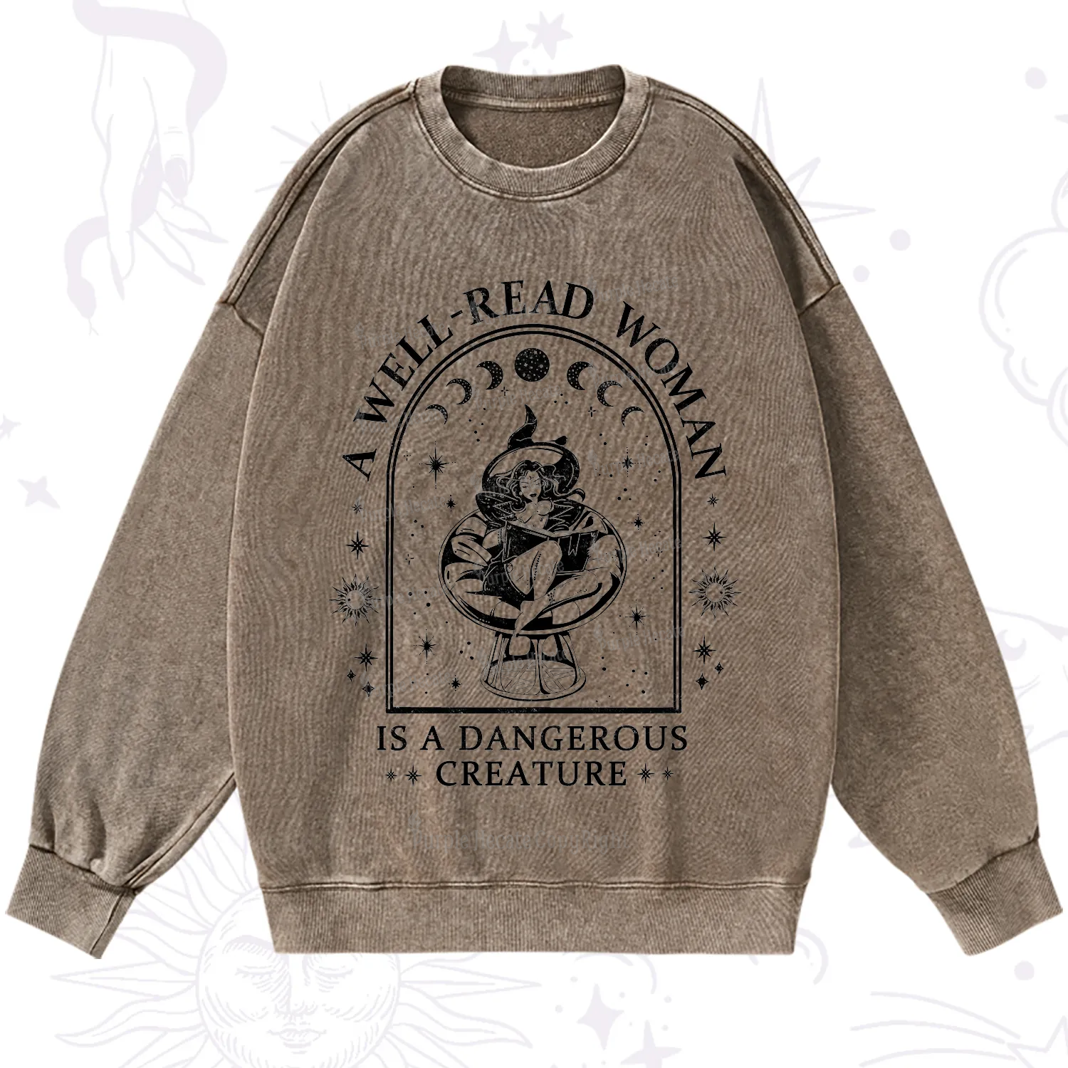 Purplehecate A Well Read Woman Bookish Washed Sweatshirt