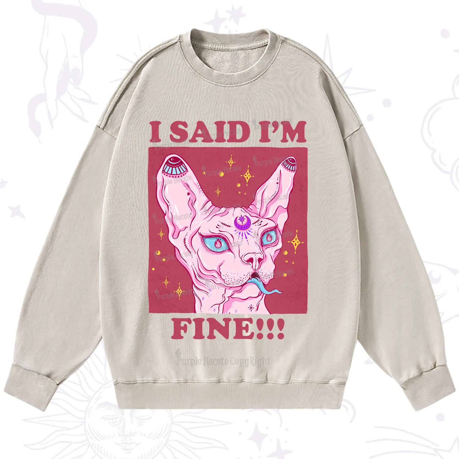 Purplehecate I Said I'm Fine Washed Sweatshirt