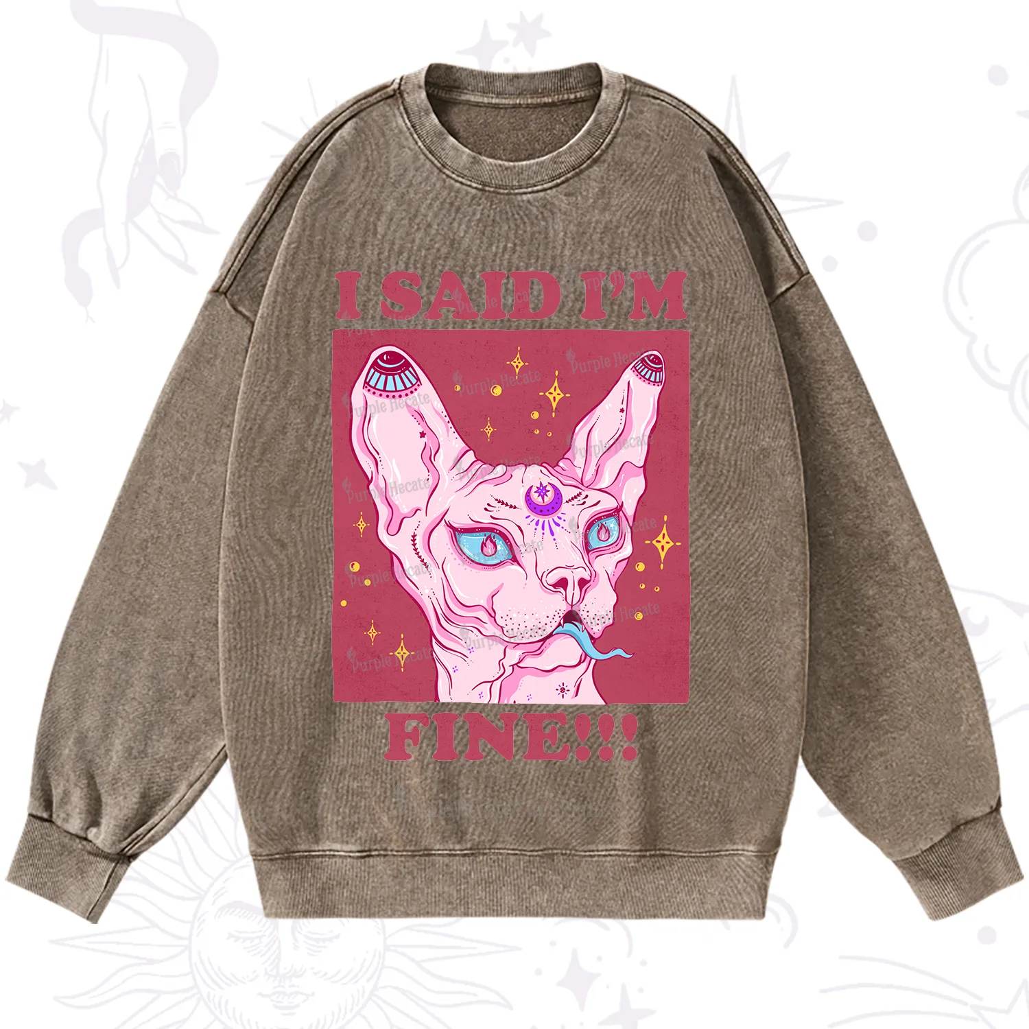 Purplehecate I Said I'm Fine Washed Sweatshirt