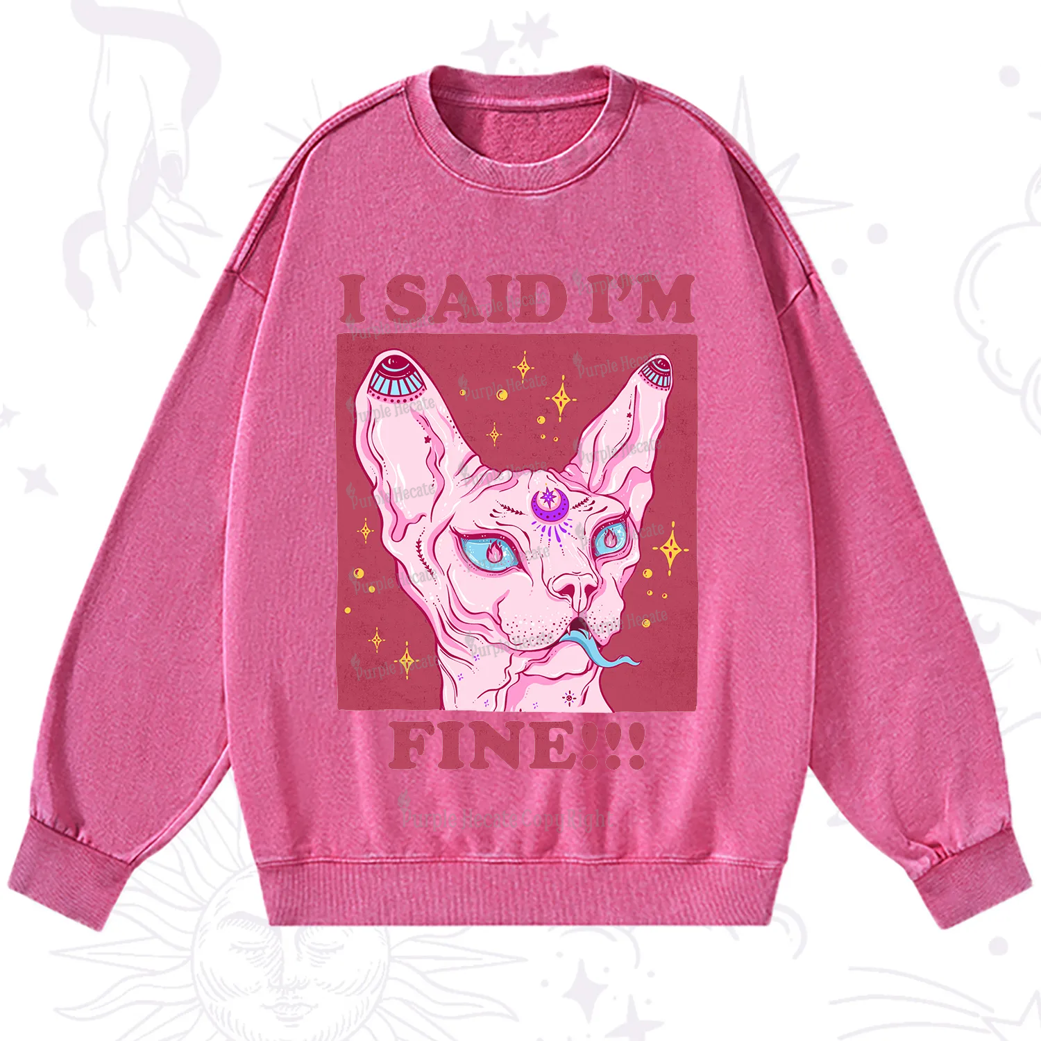 Purplehecate I Said I'm Fine Washed Sweatshirt