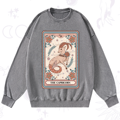 Purplehecate The Capricorn Tarot Card Washed Sweatshirt