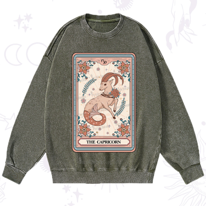 Purplehecate The Capricorn Tarot Card Washed Sweatshirt