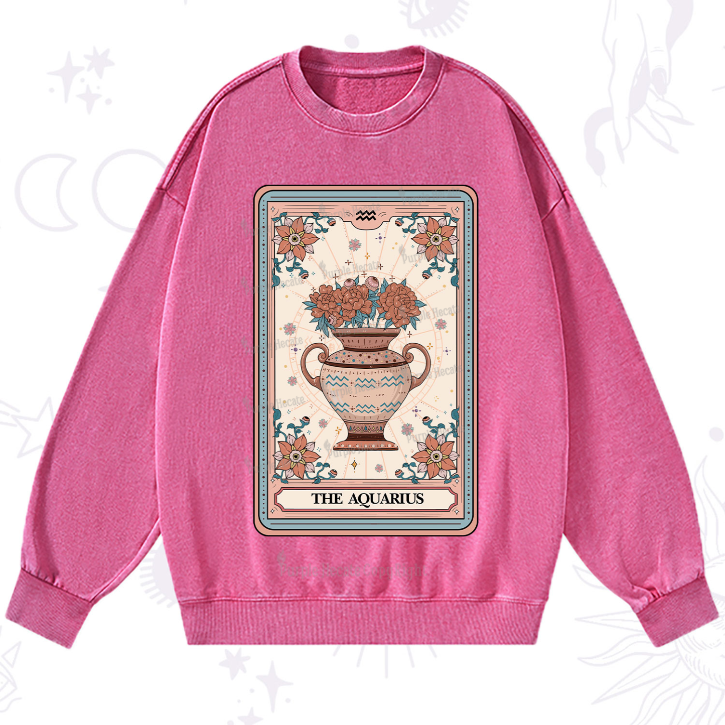 Purplehecate The Aquarius Tarot Card Washed Sweatshirt