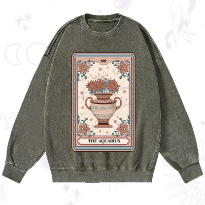 Purplehecate The Aquarius Tarot Card Washed Sweatshirt