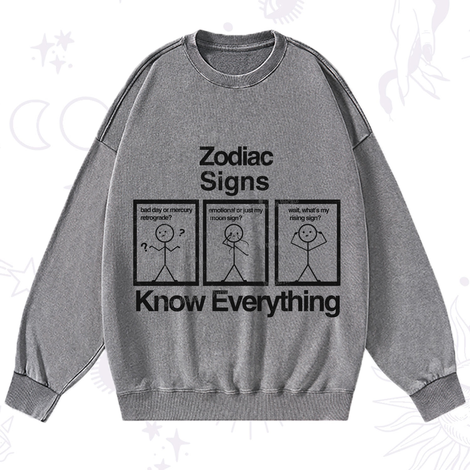 Purplehecate Zodiac Signs Know Everything Washed Sweatshirt