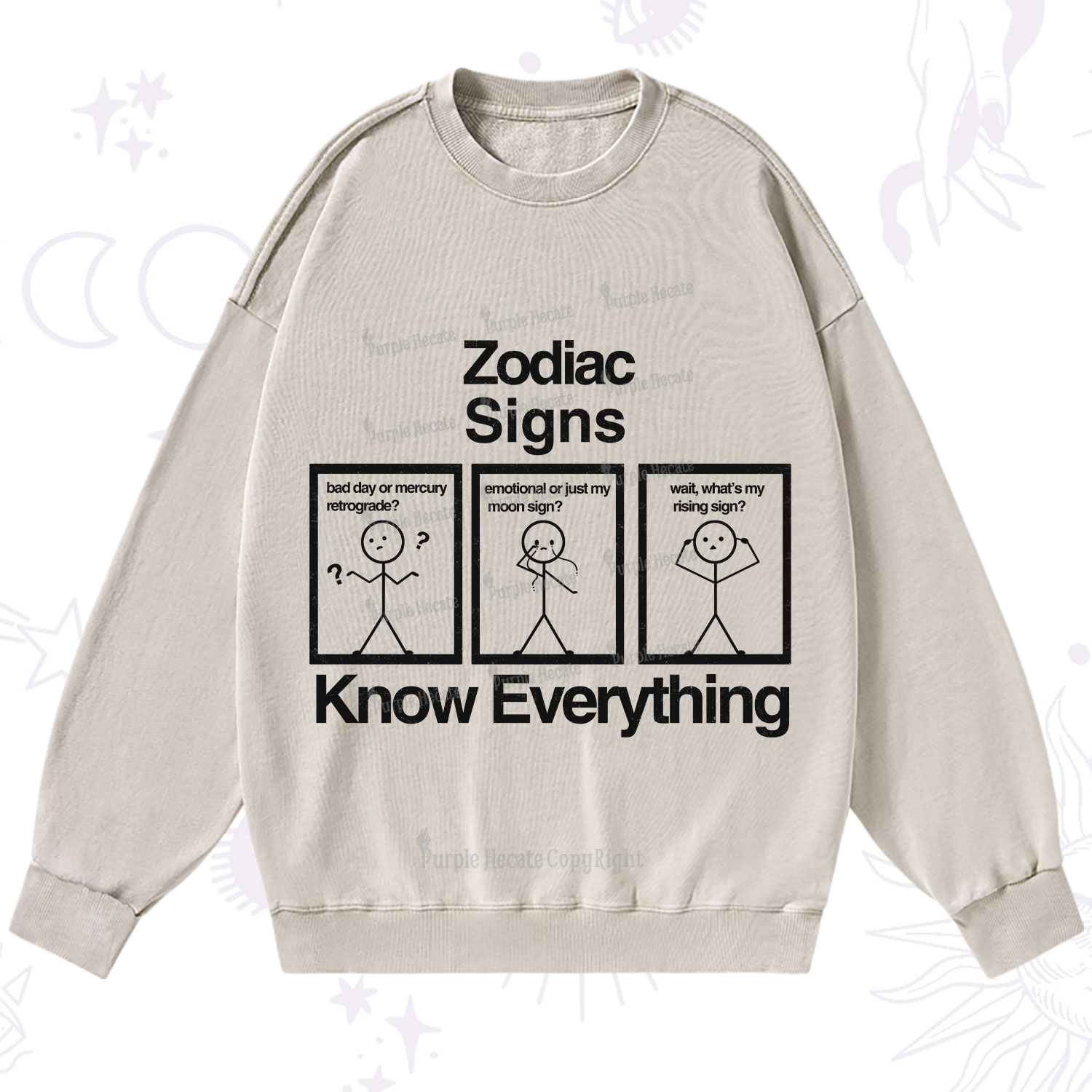 Purplehecate Zodiac Signs Know Everything Washed Sweatshirt