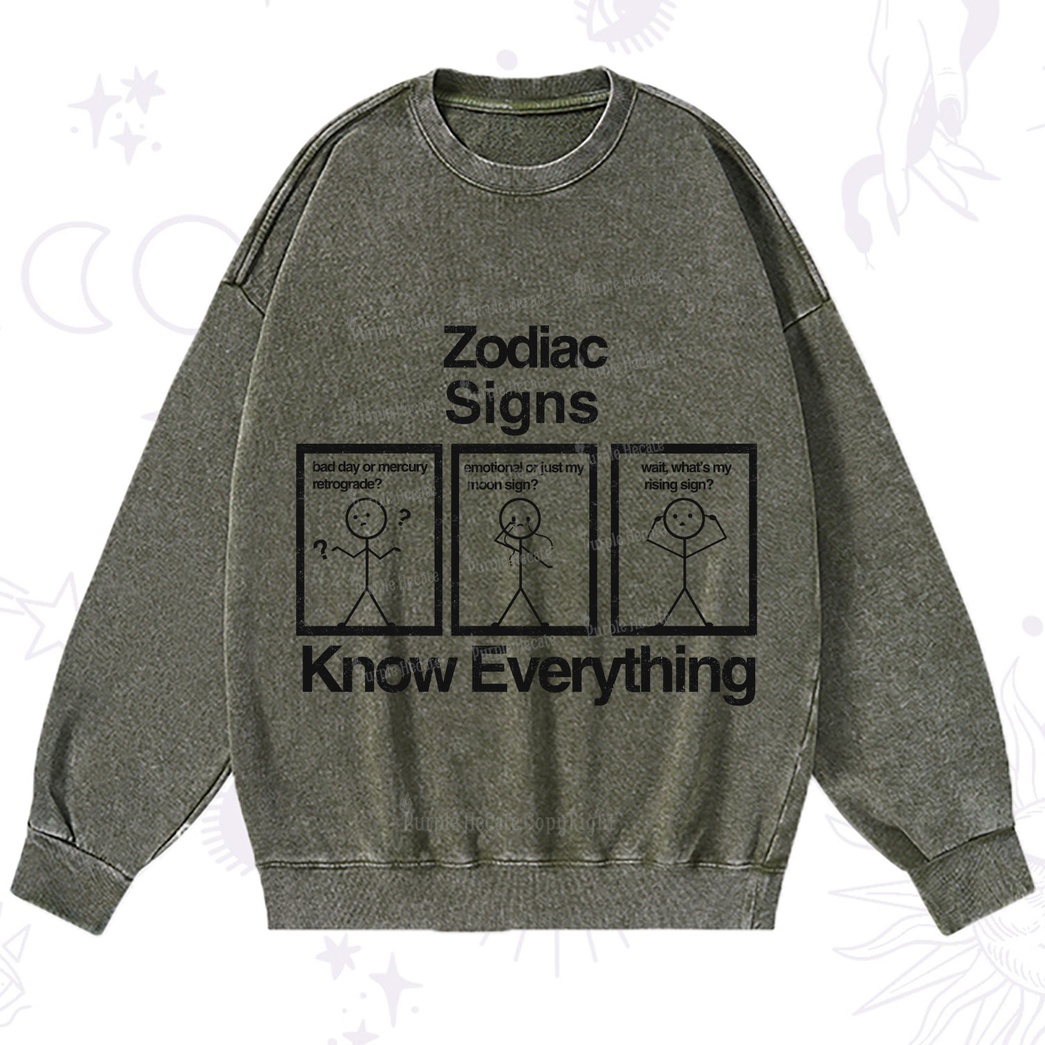 Purplehecate Zodiac Signs Know Everything Washed Sweatshirt