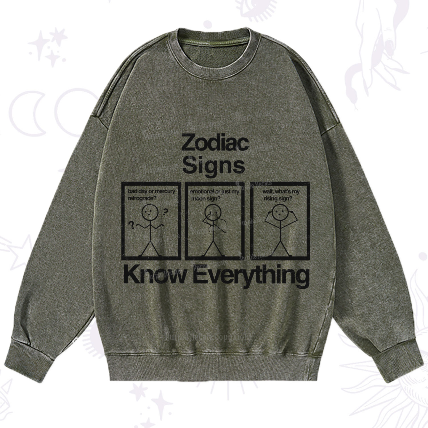 Purplehecate Zodiac Signs Know Everything Washed Sweatshirt