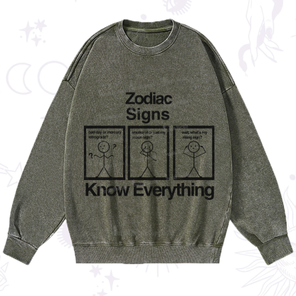 Purplehecate Zodiac Signs Know Everything Washed Sweatshirt