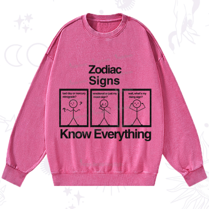 Purplehecate Zodiac Signs Know Everything Washed Sweatshirt