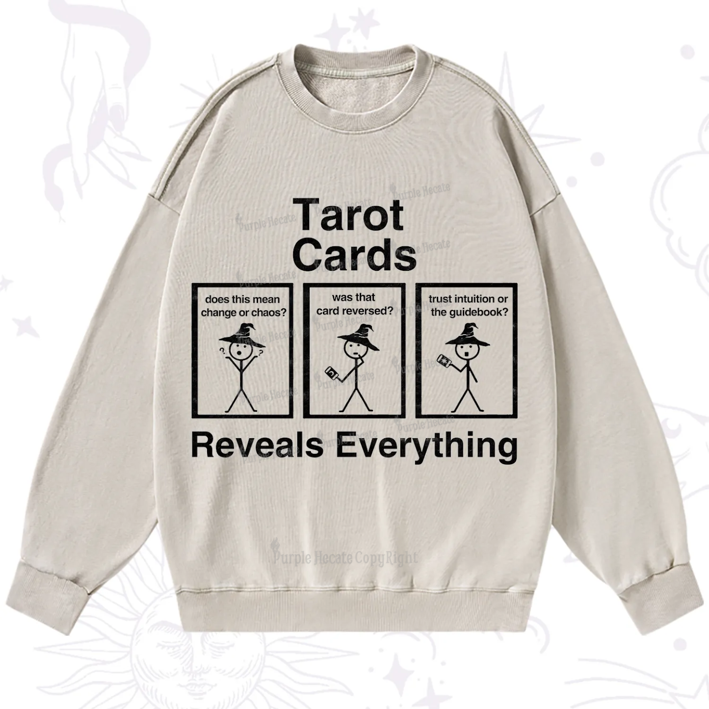 Purplehecate Tarot Card Reveals Everything Washed Sweatshirt
