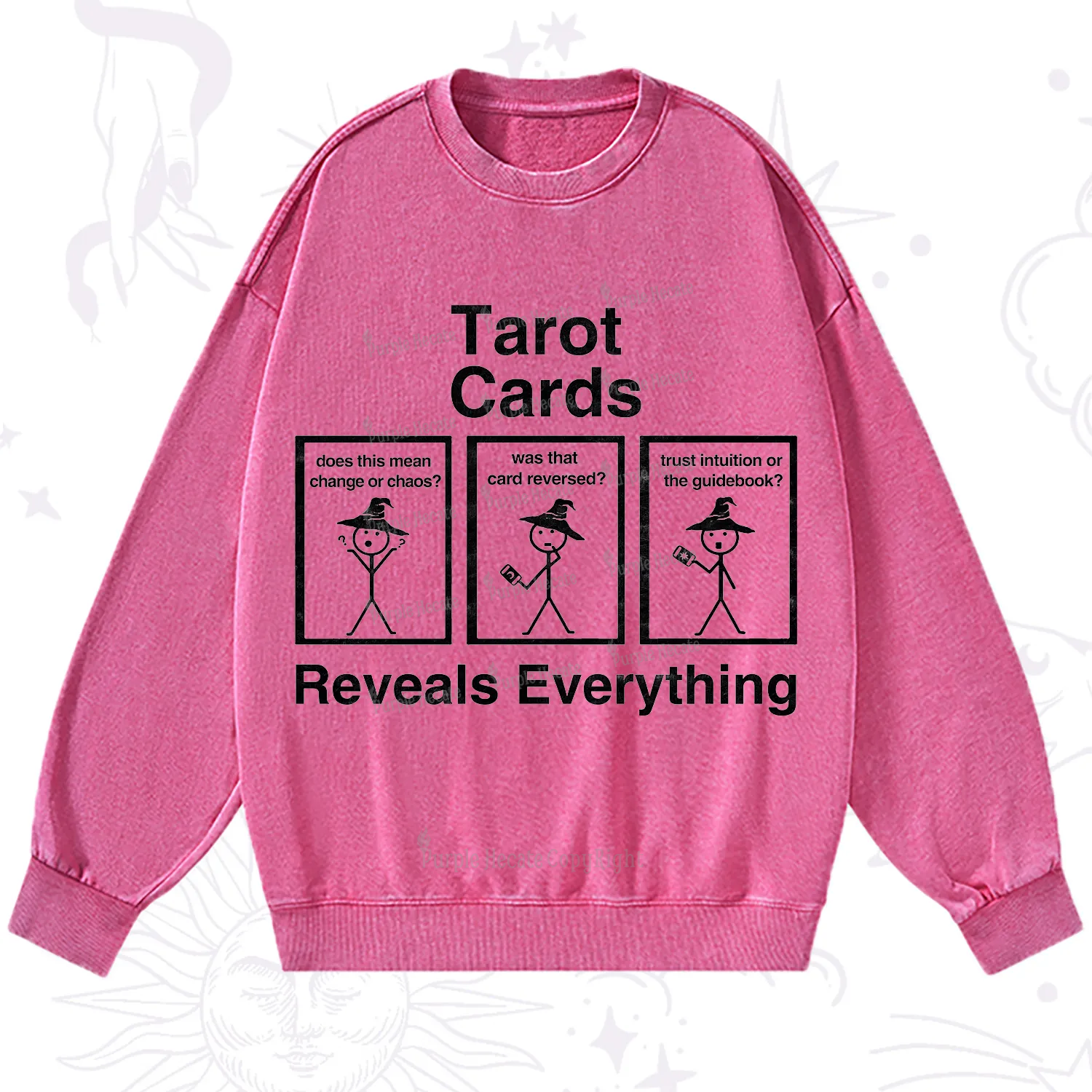 Purplehecate Tarot Card Reveals Everything Washed Sweatshirt