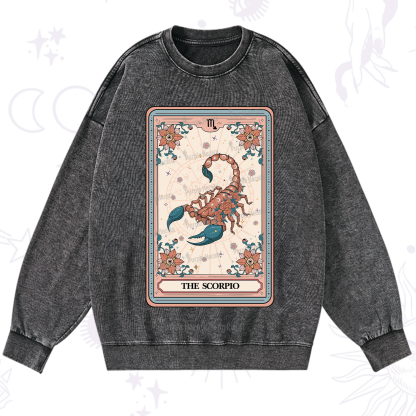 Purplehecate The Scorpio Tarot Card Washed Sweatshirt