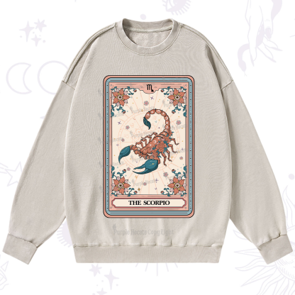 Purplehecate The Scorpio Tarot Card Washed Sweatshirt