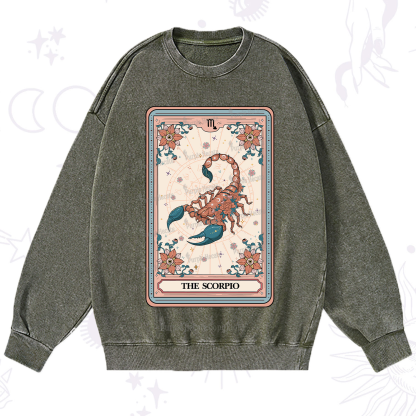 Purplehecate The Scorpio Tarot Card Washed Sweatshirt