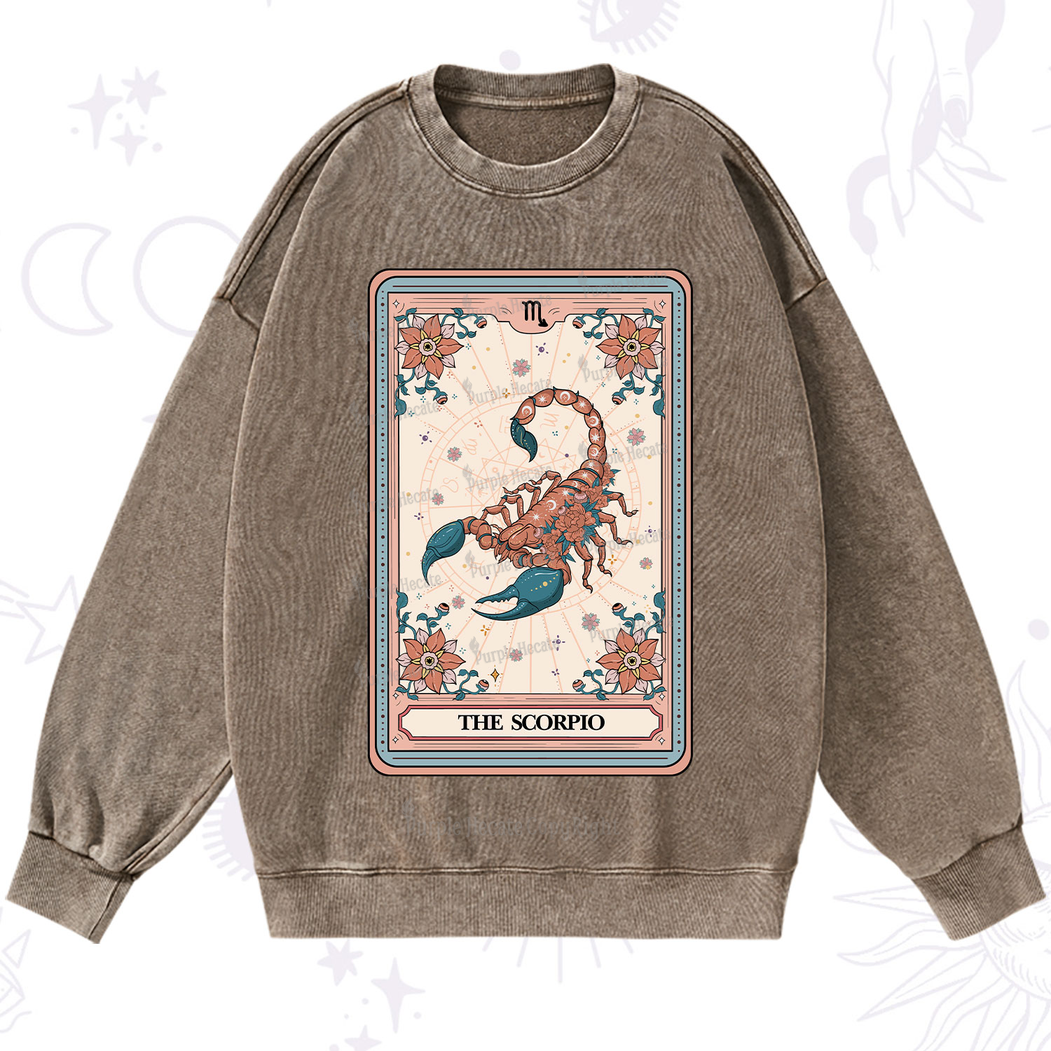 Purplehecate The Scorpio Tarot Card Washed Sweatshirt