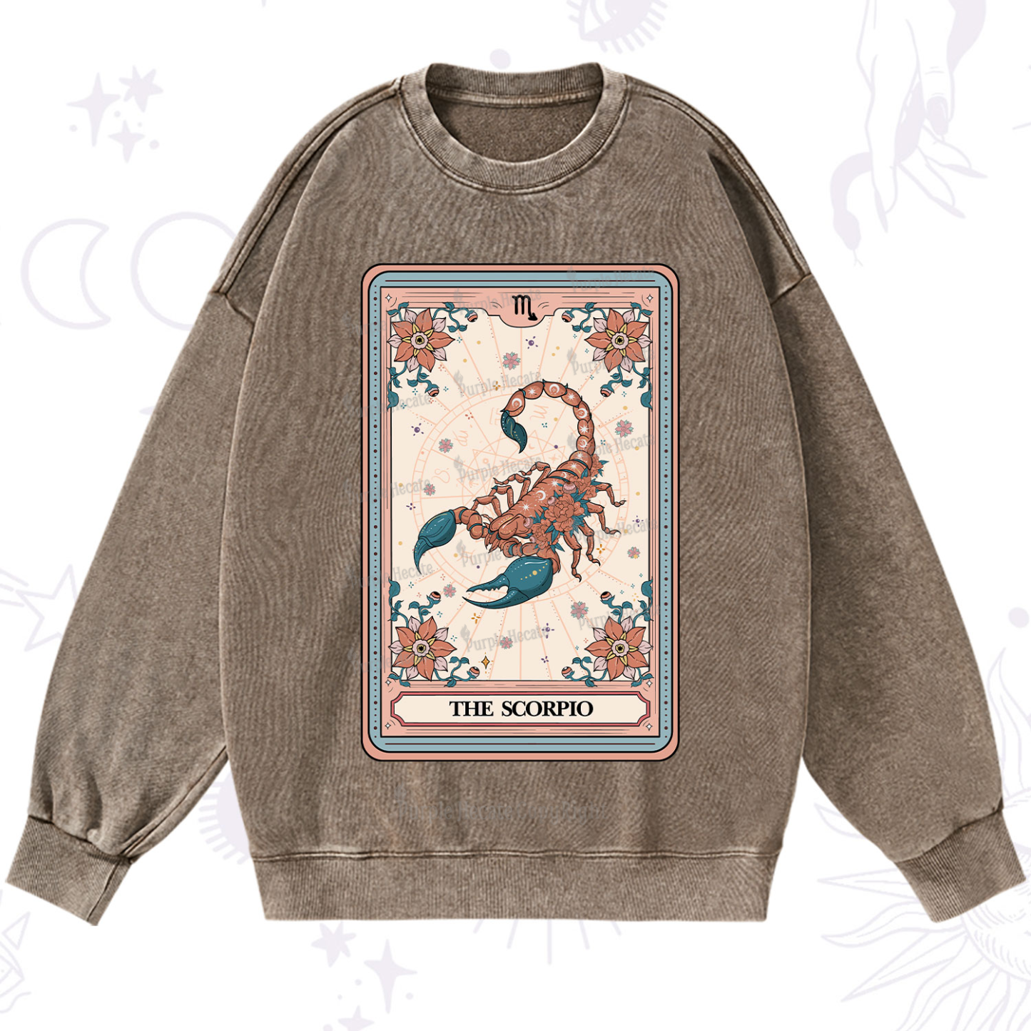 Purplehecate The Scorpio Tarot Card Washed Sweatshirt