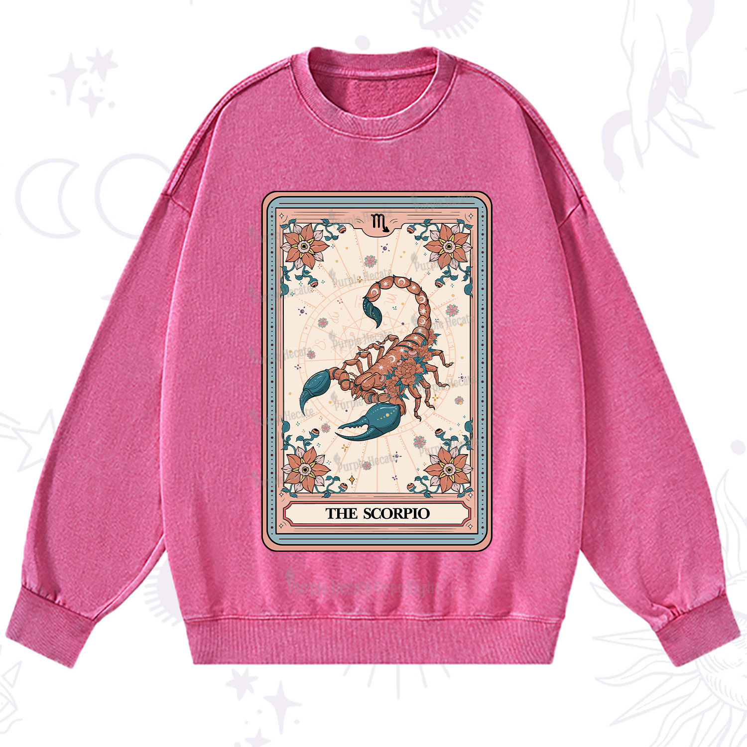 Purplehecate The Scorpio Tarot Card Washed Sweatshirt