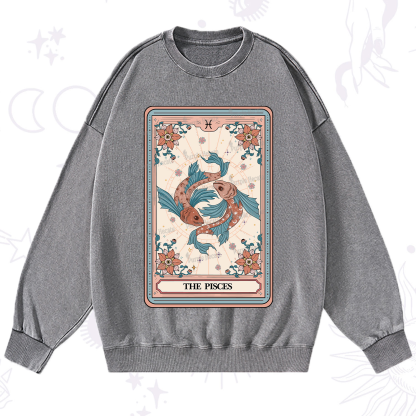 Purplehecate The Pisces Tarot Card Washed Sweatshirt