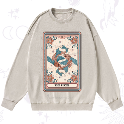 Purplehecate The Pisces Tarot Card Washed Sweatshirt