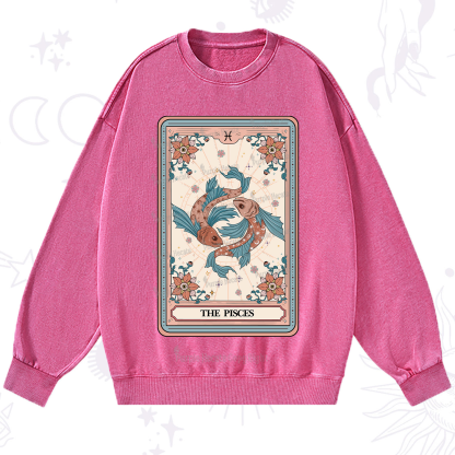 Purplehecate The Pisces Tarot Card Washed Sweatshirt