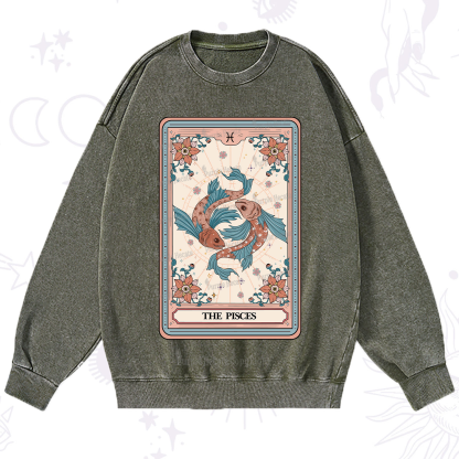 Purplehecate The Pisces Tarot Card Washed Sweatshirt