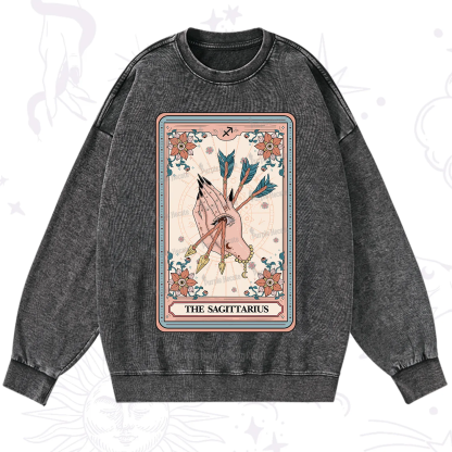 Purplehecate The Sagittarius Tarot Card Washed Sweatshirt