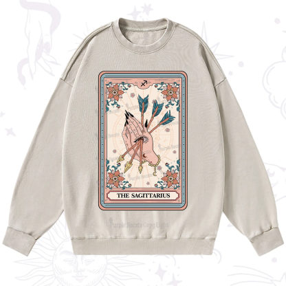 Purplehecate The Sagittarius Tarot Card Washed Sweatshirt