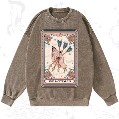 Purplehecate The Sagittarius Tarot Card Washed Sweatshirt