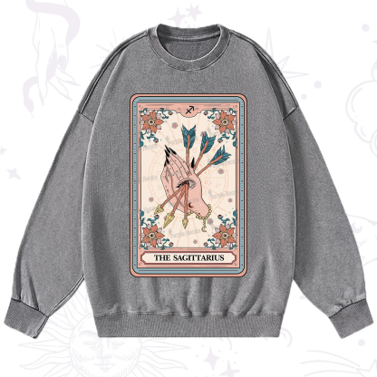 Purplehecate The Sagittarius Tarot Card Washed Sweatshirt