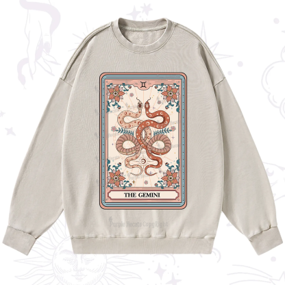 Purplehecate The Gemini Tarot Card Washed Sweatshirt