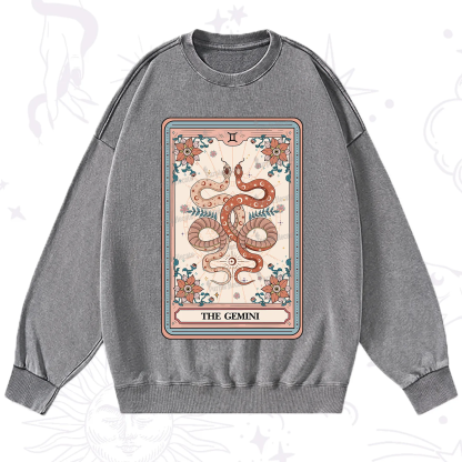 Purplehecate The Gemini Tarot Card Washed Sweatshirt