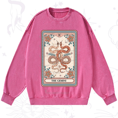 Purplehecate The Gemini Tarot Card Washed Sweatshirt